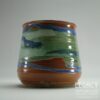 Studio Pottery Multicoloured Tapering Pot with Trident and Bird Monograms