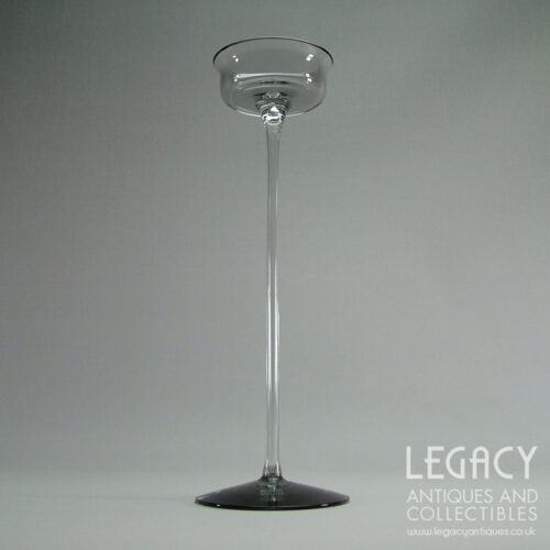 Large Wedgwood Glass ‘Arthur’ Design Candlestick W29/3 in Midnight Grey