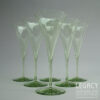 Set of Six James Powell & Sons Ribbed Champagne Flutes with Shamrock Motif c.1903