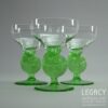 Set of Three Small Vintage Cocktail Glasses with Green Spiral Stems