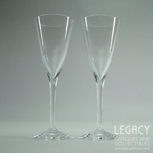 Pair of Wedgwood Glass 'Olivia' Design Lead Crystal Sherry Glasses FJT24/1 in Clear