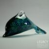 Wedgwood Glass Blue and Green Speckled Dolphin Paperweight or Figure SG417