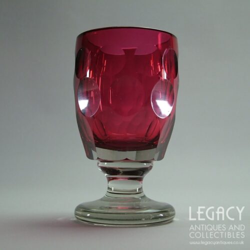 Mid-Victorian Cranberry Glass Rummer with Lens or 'Printie' Cutting c.1860