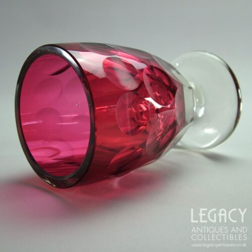 Mid-Victorian Cranberry Glass Rummer with Lens or 'Printie' Cutting c.1860