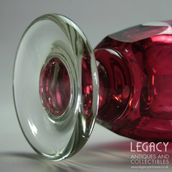 Mid-Victorian Cranberry Glass Rummer with Lens or 'Printie' Cutting c.1860