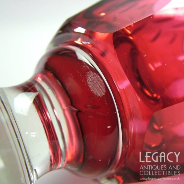 Mid-Victorian Cranberry Glass Rummer with Lens or 'Printie' Cutting c.1860