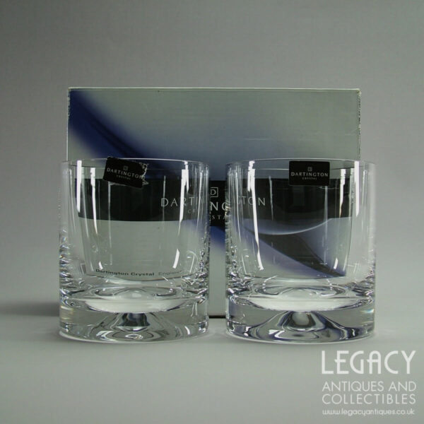 Pair of Dartington Crystal 'Dimple' Design DOF Whisky Tumblers TU10/5/P in Original Box