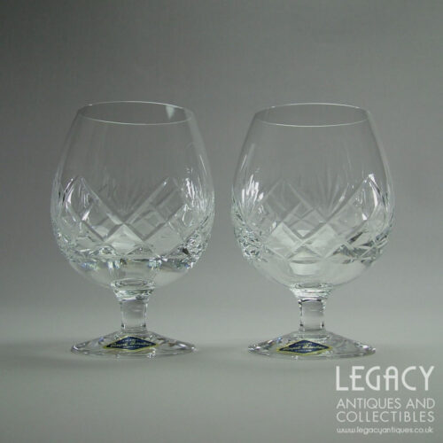 Pair of Royal Brierley Lead Crystal Brandy Glasses in Original Box