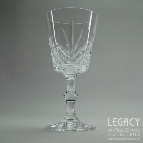 Pair of Edinburgh Crystal Large Fan Cut Lead Crystal Wine Glasses