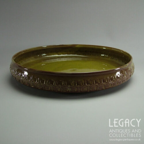 Retro Danish BR Keramik Large Hand Thrown Bowl or Platter in Green No. 573