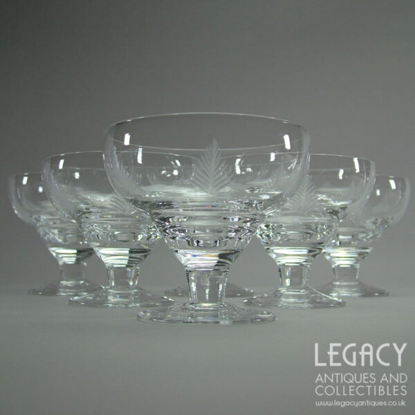 Set of Six Stuart Crystal 'Woodchester' Design Dessert Dishes No. 27861