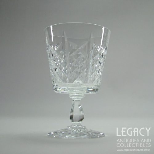 Pair of Edinburgh Crystal Cross Cut Bucket Bowled Wine Glasses