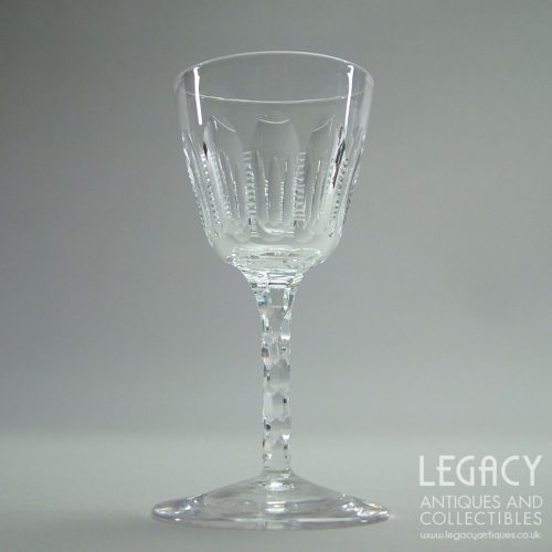 Pair of Victorian Lead Crystal Liqueur Glasses with Honeycomb Stems c.1860