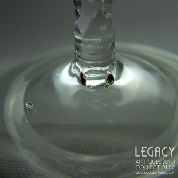 Pair of Victorian Lead Crystal Liqueur Glasses with Honeycomb Stems c.1860