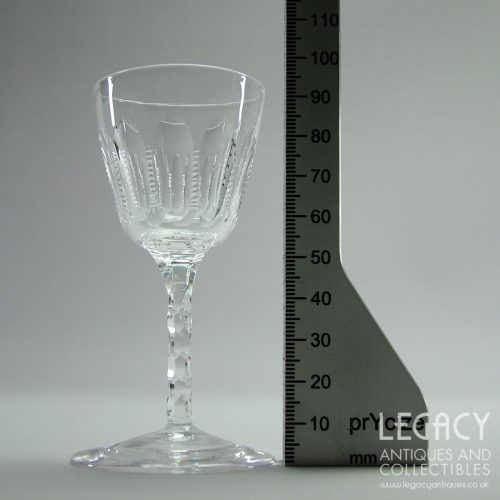 Pair of Victorian Lead Crystal Liqueur Glasses with Honeycomb Stems c.1860