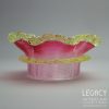 Late Victorian Cranberry Threaded and Uranium Glass Fluted Bowl c.1880