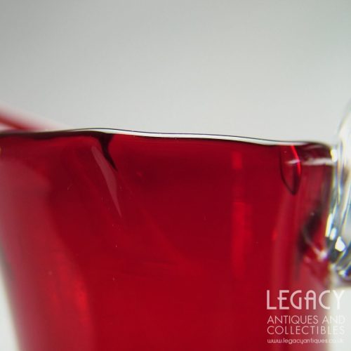 Whitefriars Glass Small Ruby Glass Jug with Clear Handle No. 9649 c.1960s