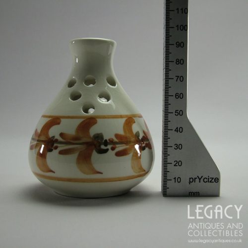 Jersey Pottery Small Bottle-Shaped Posy Holder with Orange Foliate Design