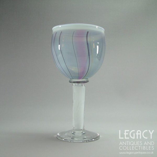 Large Kosta Boda 'Ateljé' Range Goblet with Striped Bowl by Bengt Edenfalk c.1980s