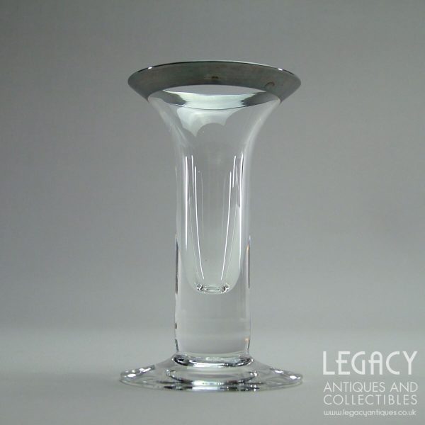 Dartington Crystal 'Argenta Collection' Silver Rimmed Short Candlestick AG367/P