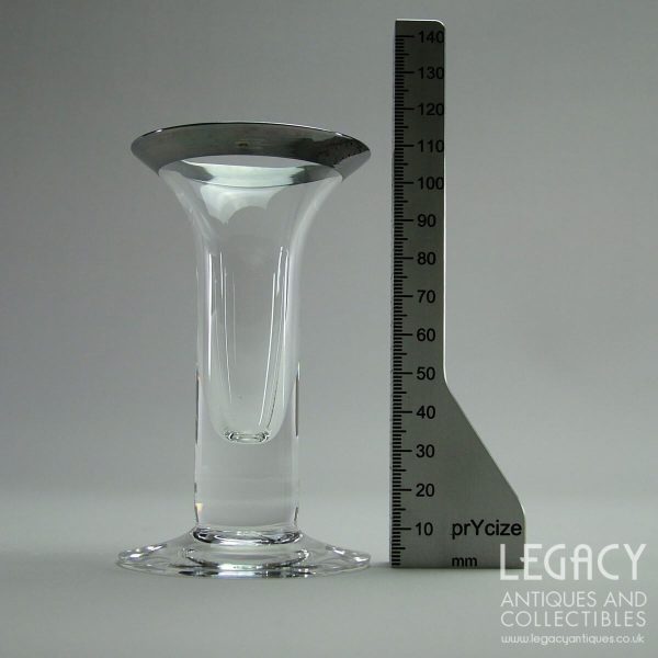 Dartington Crystal 'Argenta Collection' Silver Rimmed Short Candlestick AG367/P