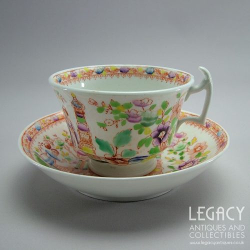 Thomas Drewery & Son 'London' Shape Cup and Saucer Set with Chinoiserie Design c.1820-30