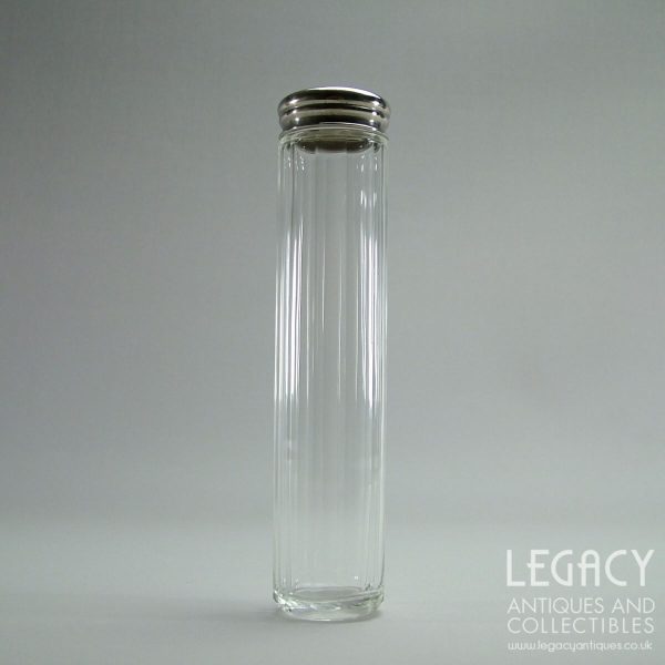 Late 19th Century Cut Glass Vanity Bottle with Silver Coloured Metal Lid