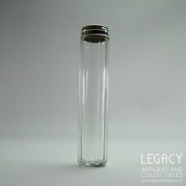 Late 19th Century Cut Glass Vanity Bottle with Silver Coloured Metal Lid