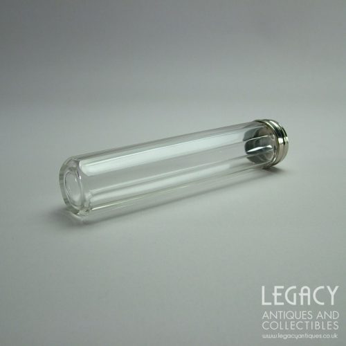 Late 19th Century Cut Glass Vanity Bottle with Silver Coloured Metal Lid