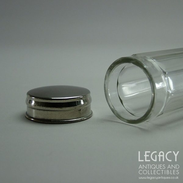 Late 19th Century Cut Glass Vanity Bottle with Silver Coloured Metal Lid