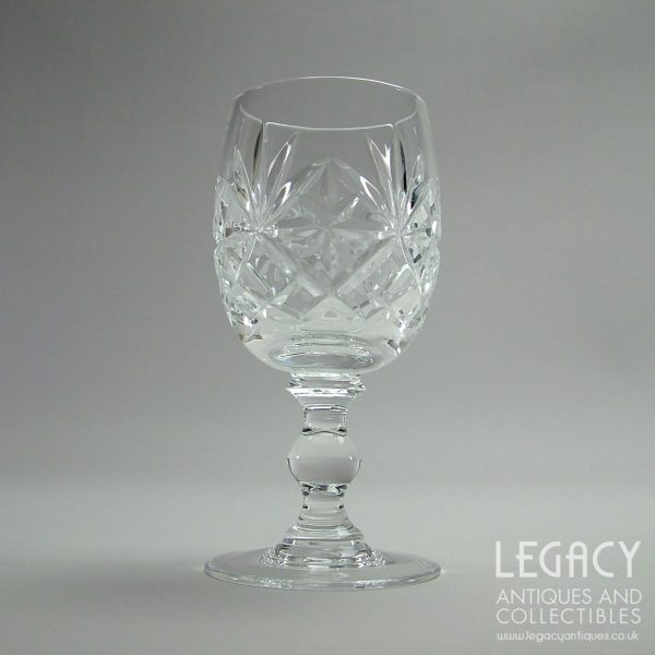 Set of Four Webb Continental 'Oxford' Design Lead Crystal Claret Wine Glasses