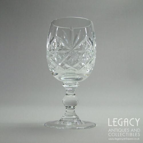 Set of Four Webb Continental 'Oxford' Design Lead Crystal Claret Wine Glasses