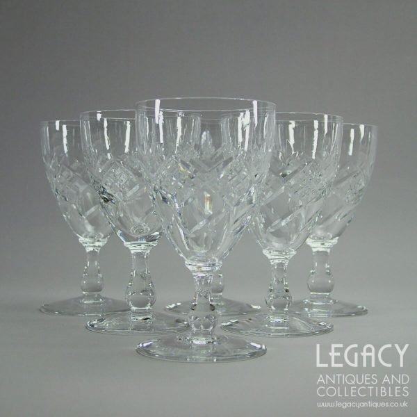 Set of Six Edinburgh Crystal Fan and Cross Cut Lead Crystal Port Glasses