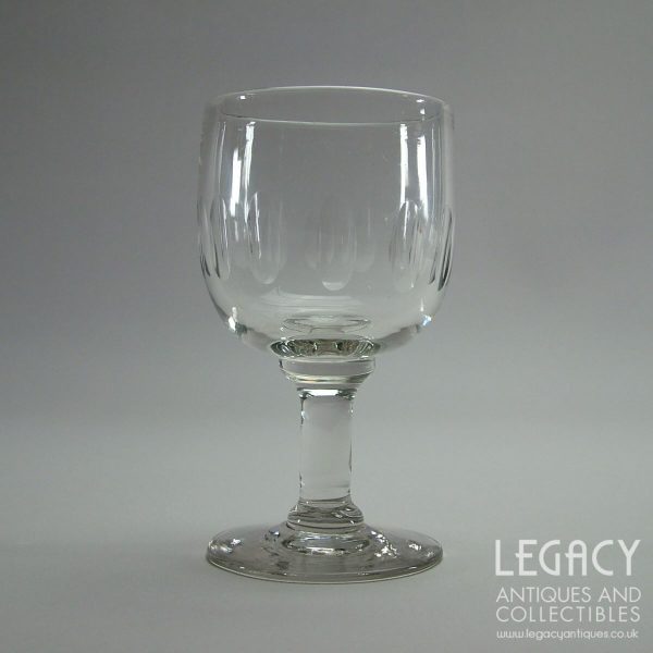 Late Victorian Thumb Cut Round Bowled 'Pub' Wine Glass c.1870