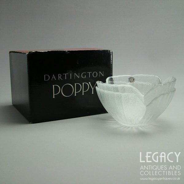 Pair of Dartington Glass 'Poppy' Design Lead Crystal Dishes AH470/3 in Original Box