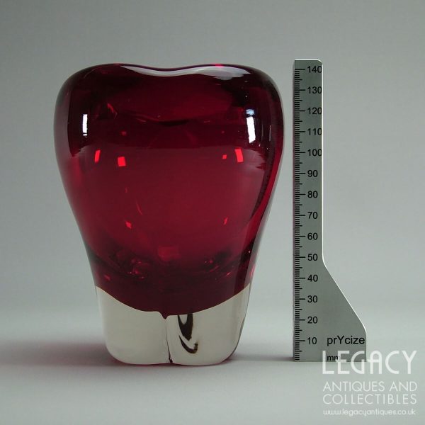Whitefriars Glass ‘Molar’ Vase No. 9410 in Ruby