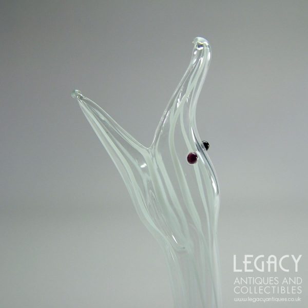 Large Striped Lampwork Glass Snake Vase in White c.1930s