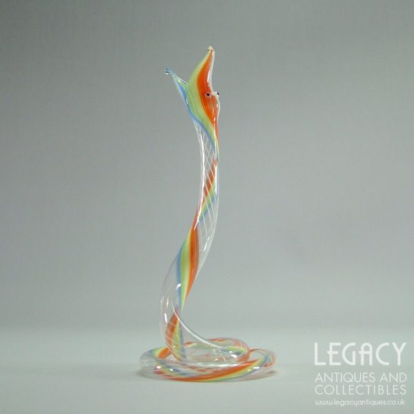 Rainbow Striped Lampwork Glass Snake Vase c.1930s