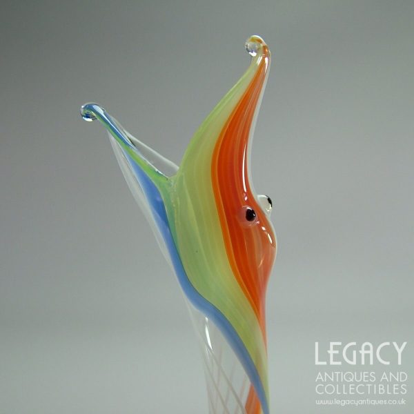 Rainbow Striped Lampwork Glass Snake Vase c.1930s