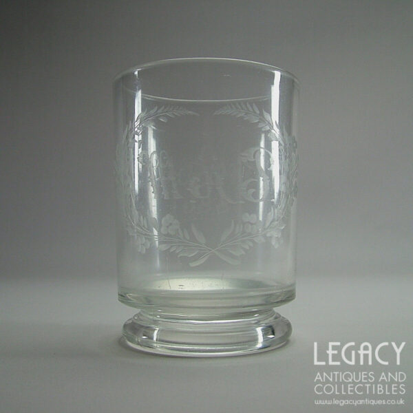 19th Century American Pressed Glass Posy Vase engraved 'SARATOGA 1886' by Peter Kaulfuss