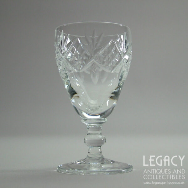 Set of Four Webb Corbett Lead Crystal Liqueur Glasses with Fan and Cross Cutting