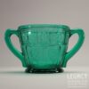 Jeannette Glass Company ‘Doric and Pansy’ Design Open Sugar Bowl in Teal or Ultramarine