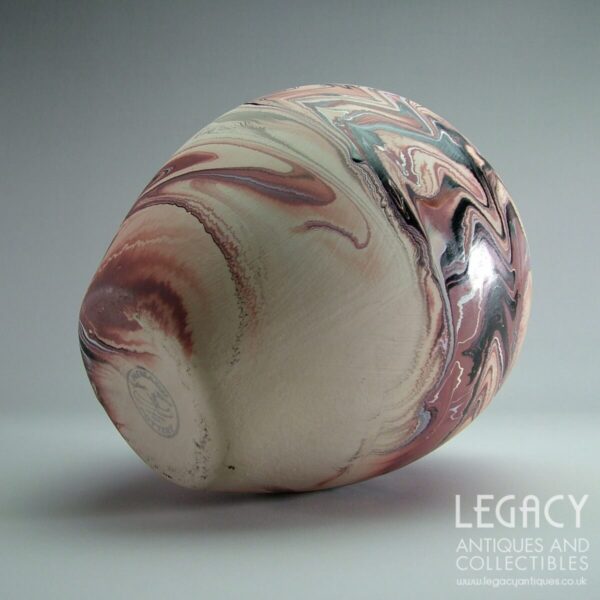 Large Nemadji Pottery Vase with Marbled Design in Black and Terracotta