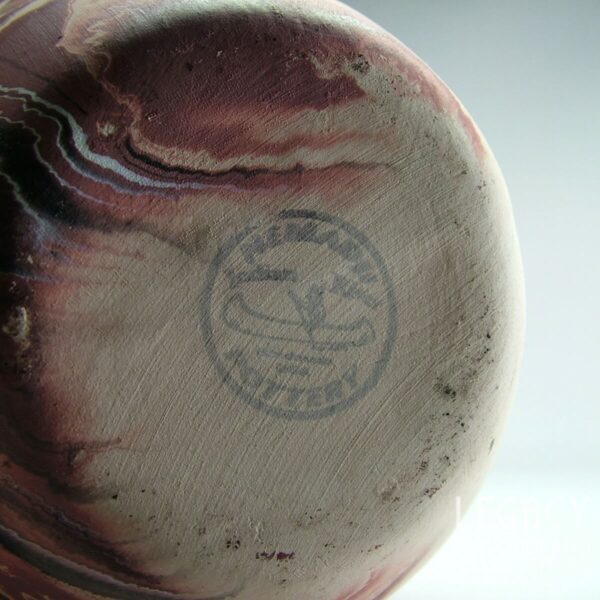 Large Nemadji Pottery Vase with Marbled Design in Black and Terracotta