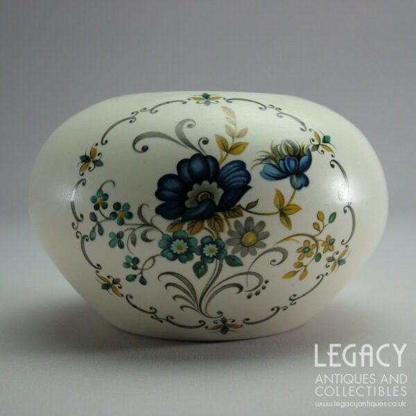 Vintage Purbeck Gifts Small Ceramic Posy Vase with Blue Floral Motif