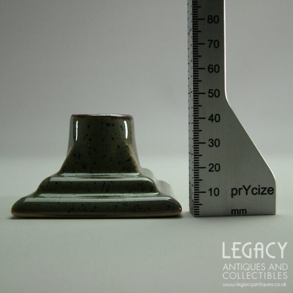 Pair of Purbeck Pottery 'Rondo' Design Stepped Stoneware Candleholders in Green
