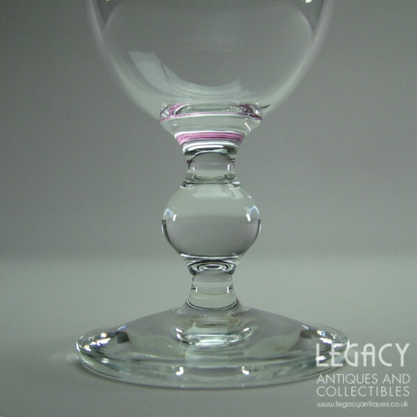 Lindean Mill Glass 'Studio' Range Large Wine Glass with Pink Rim c.1998