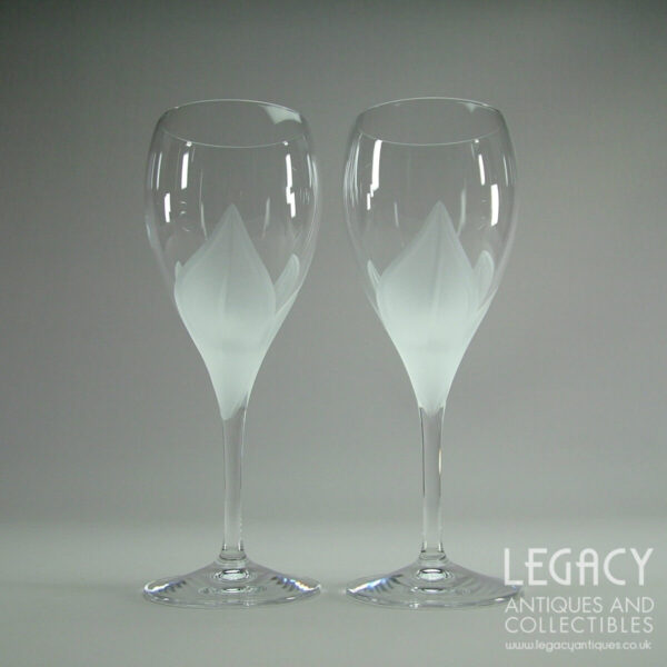Pair of J. G. Durand 'Val d'Isere' Design Lead Crystal Wine Glasses