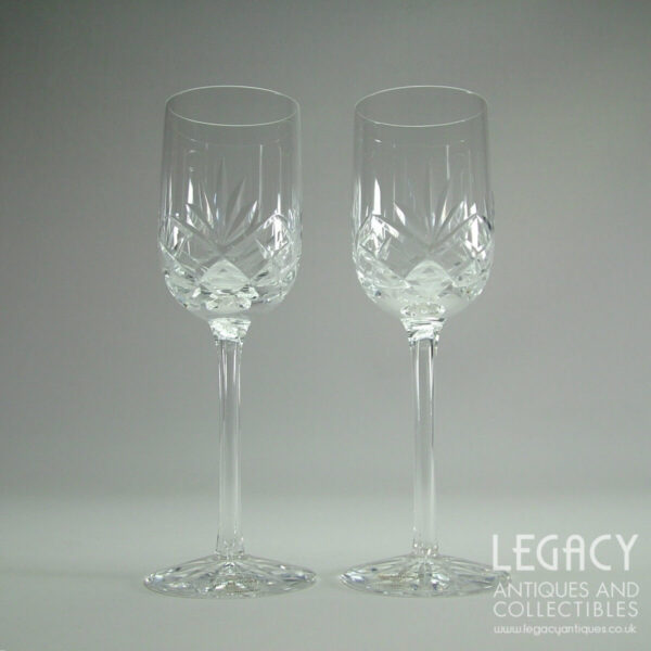 Pair of Wedgwood Crystal 'Phillipe' Design Sherry Glasses with 'Justine' Cut FJT22/1