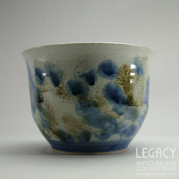 Wendy Green Studio Pottery Jardinière or Cachepot with Abstract Blue and Grey Glaze